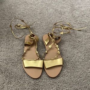 Gold star ankle wrap sandal